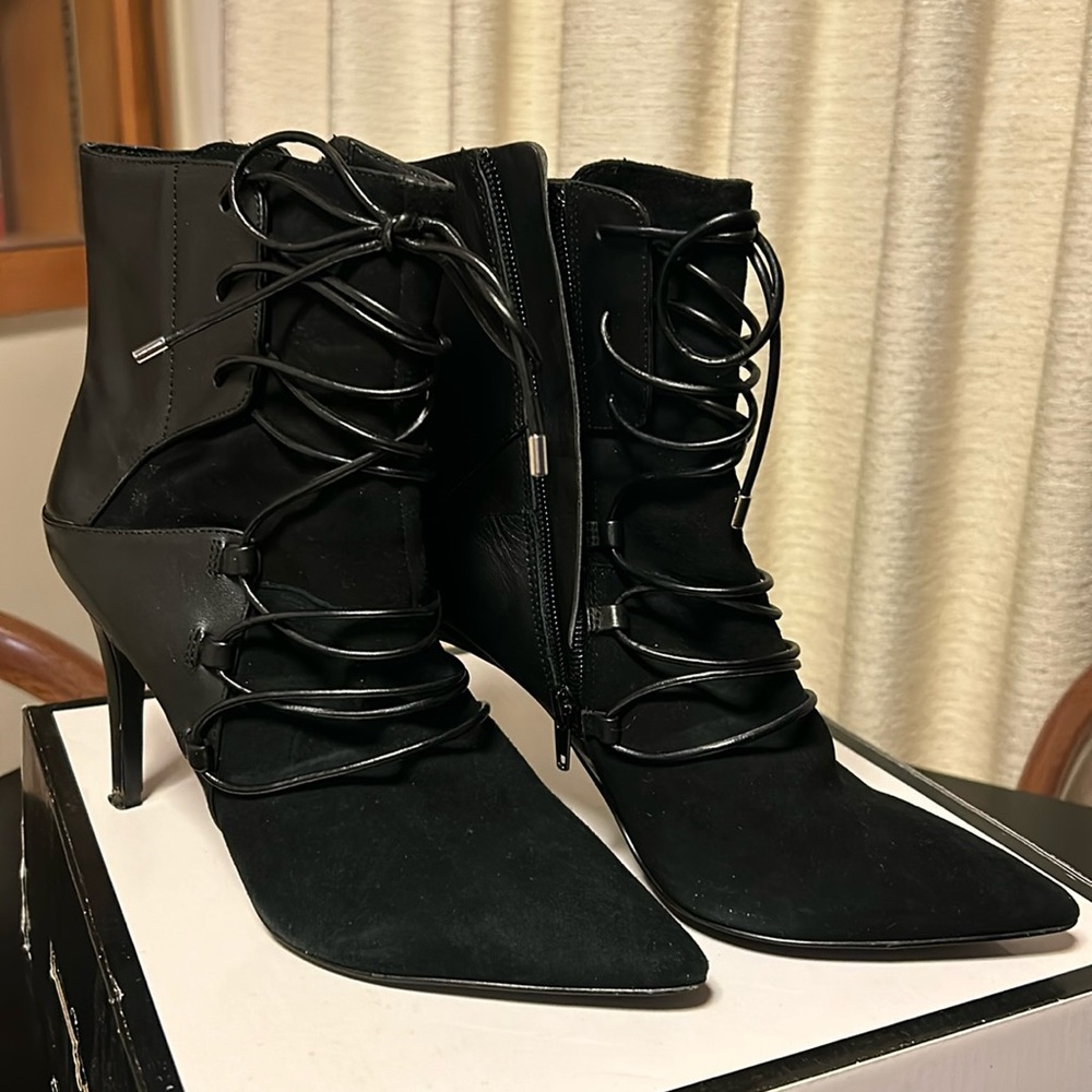 Nine West black suede and leather booties